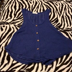 Dark blue, button, short sleeve tank top